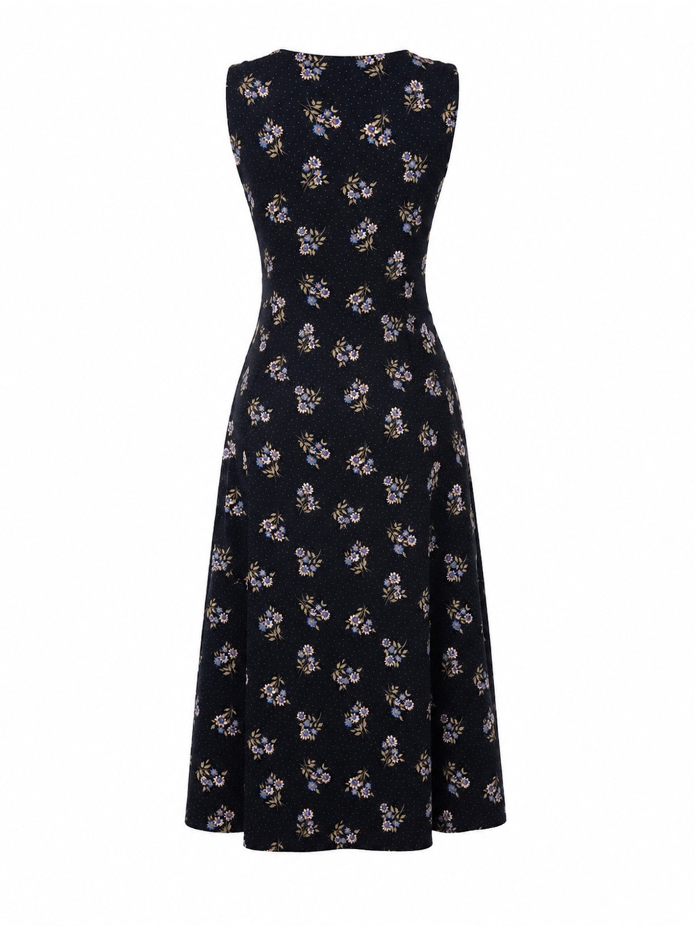 Vintage Sleeveless Black Floral V-Neck Maxi Dress - Picture 3 of 3